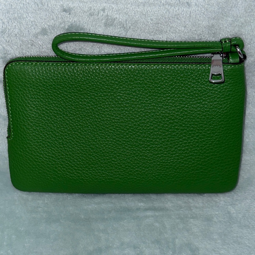 Coach Vibrant Green Double-Zip Wristlet - Picture 3 of 14